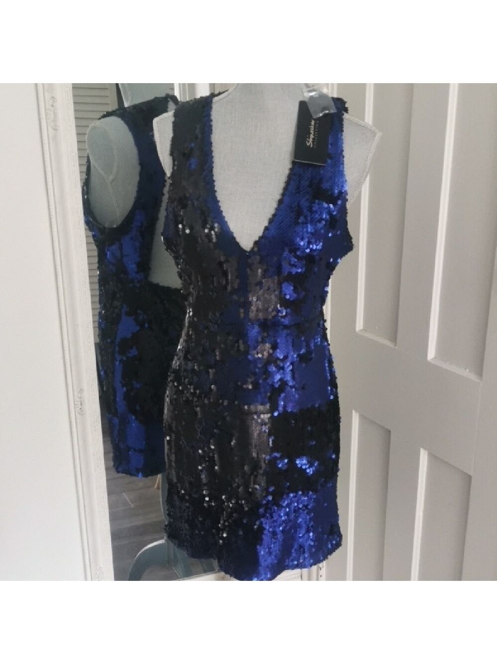 NWT Shinestar blue sequins cocktail evening party dress. 👗 Size XL